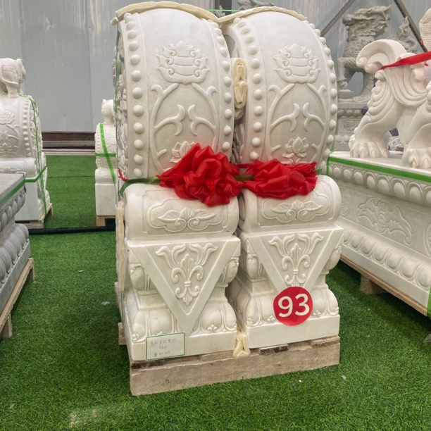 石雕门墩抱鼓石一对天然汉白玉石鼓门当汉白玉门口摆件