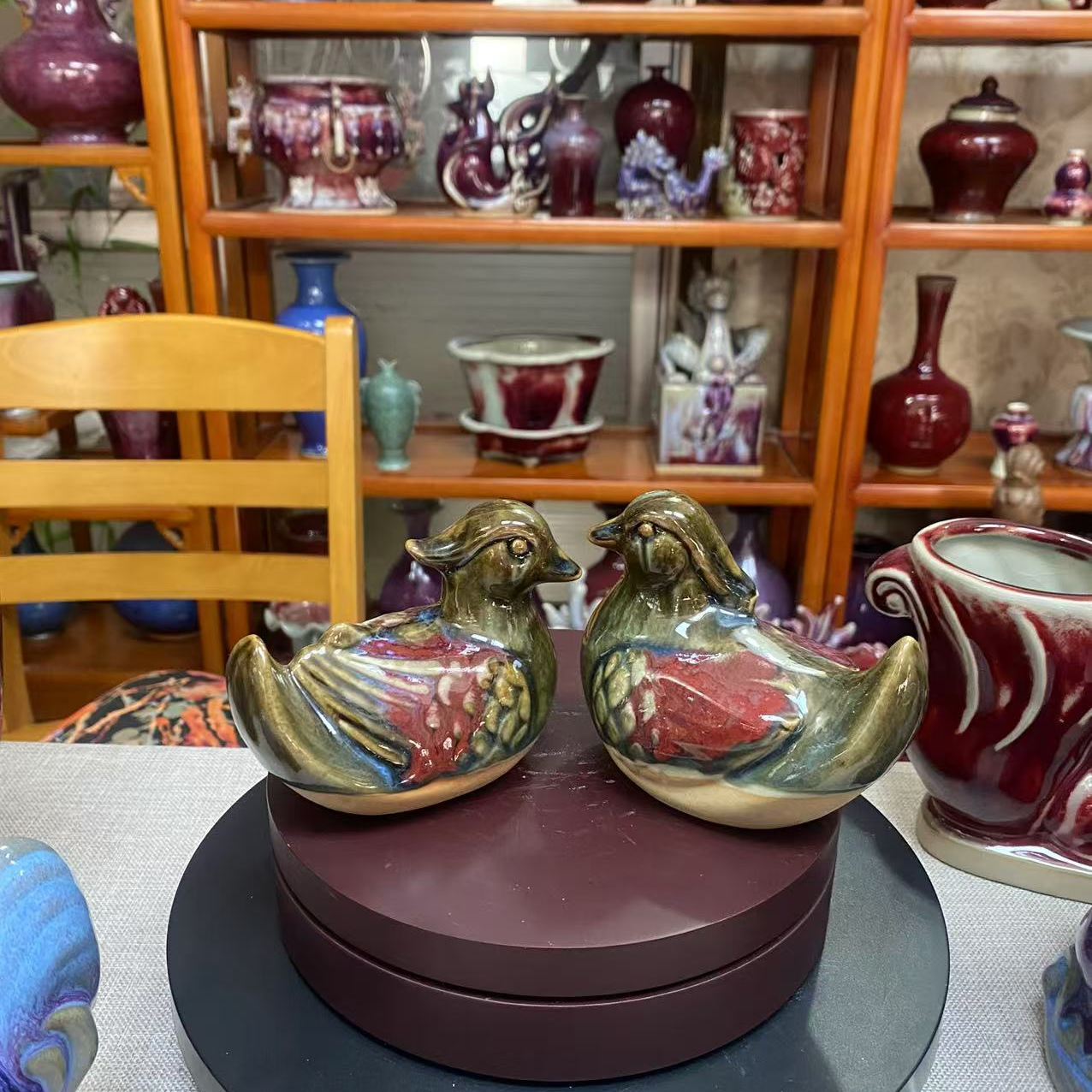 神垕钧瓷鸳鸯摆件