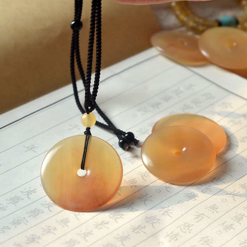 非金属吊坠 精品西藏羊角平安扣吊坠女毛衣项链养生清肝火防惊吓