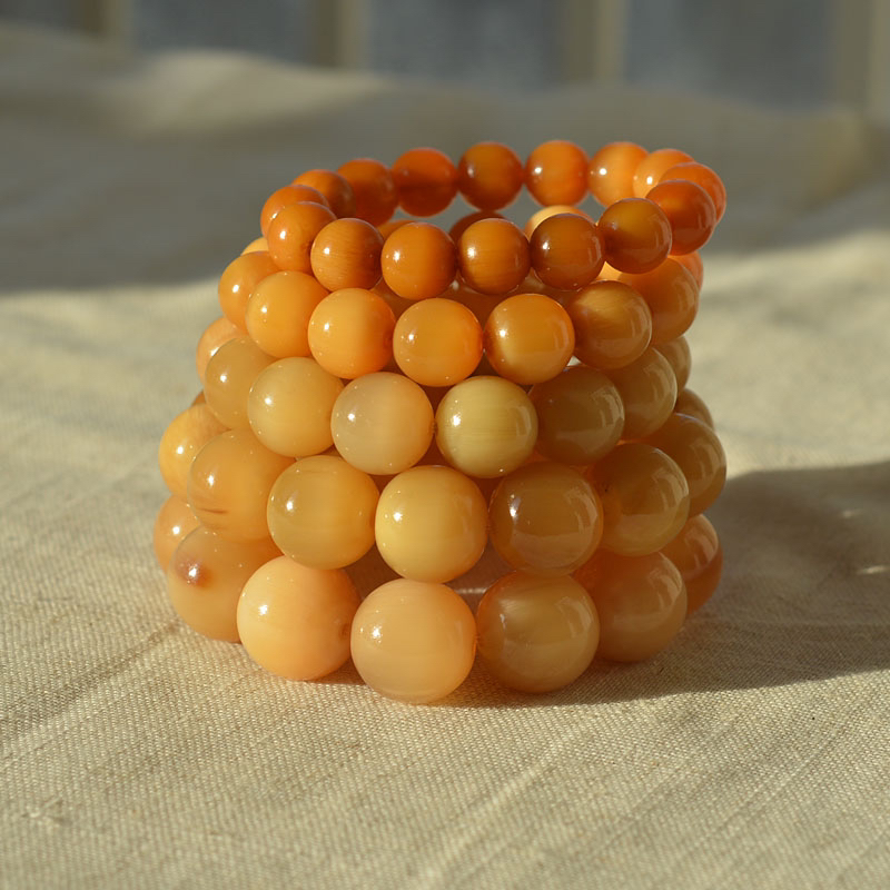 非金属木质手链 收藏级西藏金丝牦牛角佛珠手串文玩情侣手链男女