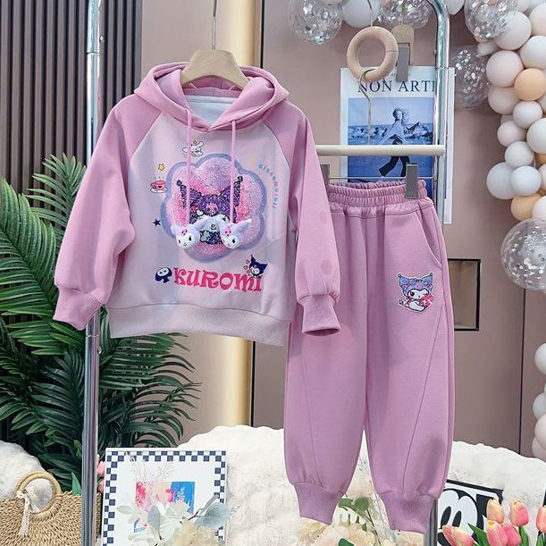 女童套装秋冬2023新款洋气儿童加绒库洛米中大童女宝宝休闲两件套