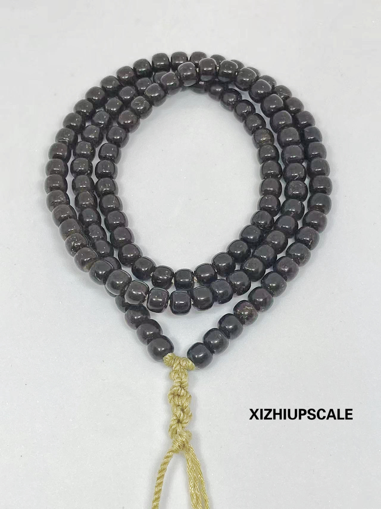 溪之出品精品印尼原生态原色棕色椰蒂干磨高抛脖挂108有备珠6*5mm