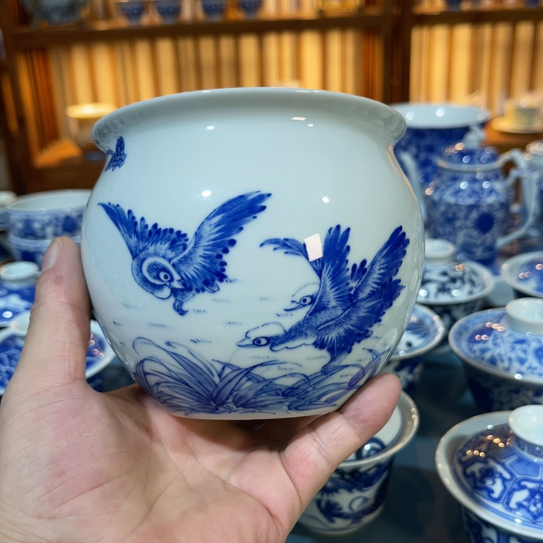 平沙落雁手工手绘渣斗