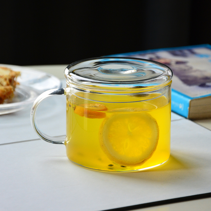 可加热平底杯子高硼硅玻璃早餐杯电陶炉用耐高温牛奶杯带把手