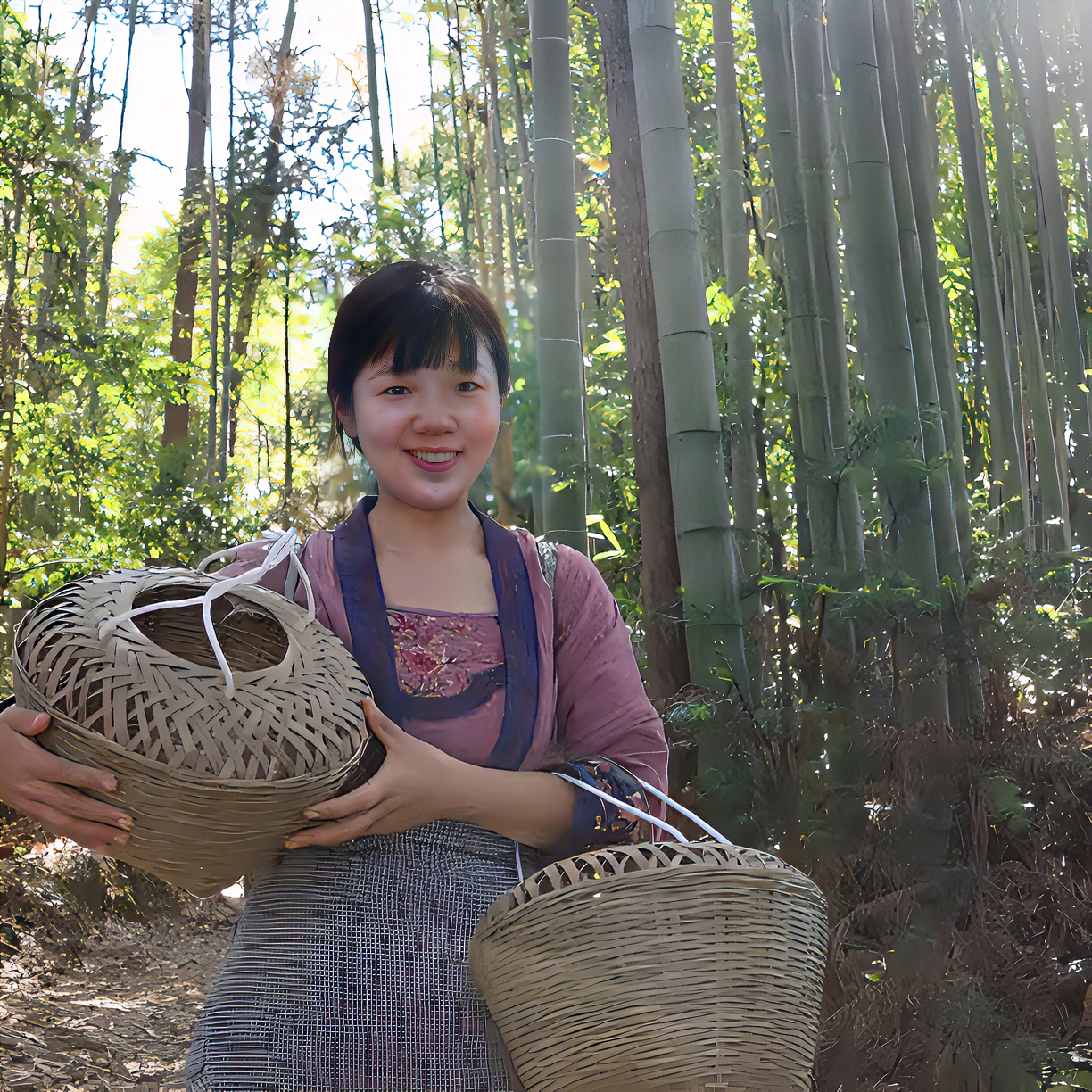 纯手工竹编，村里婆婆爷爷编制