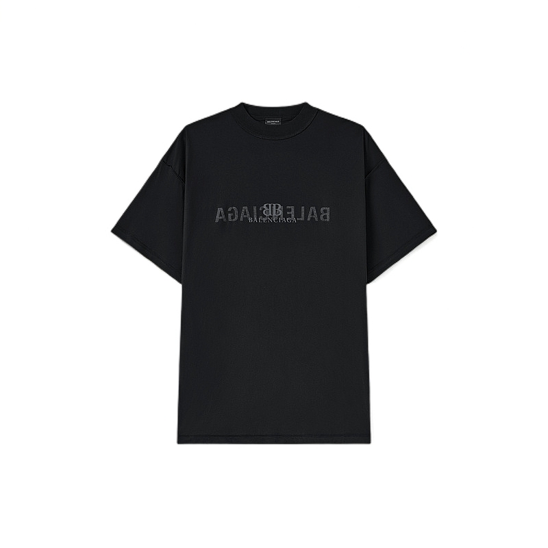 BALENCIAGA巴黎世家男士INSIDE-OUT BB CLASSIC大廓形T恤黑色短袖