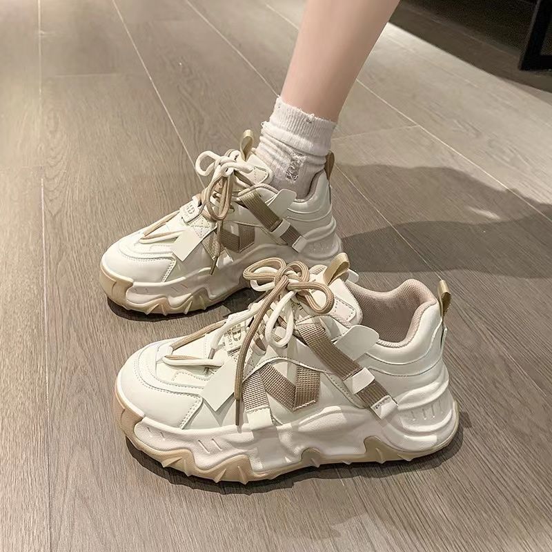 红蜻蜓牌显脚小老爹鞋女爆款百搭网红超火2023春秋季新款厚底运动
