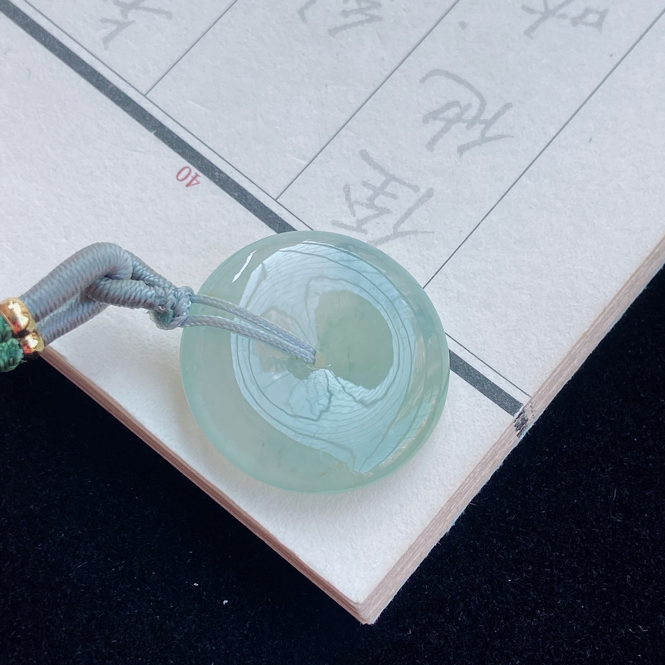 自然光实拍缅甸天然翡翠A货冰种起光感飘花平安扣玉石正品吊坠4