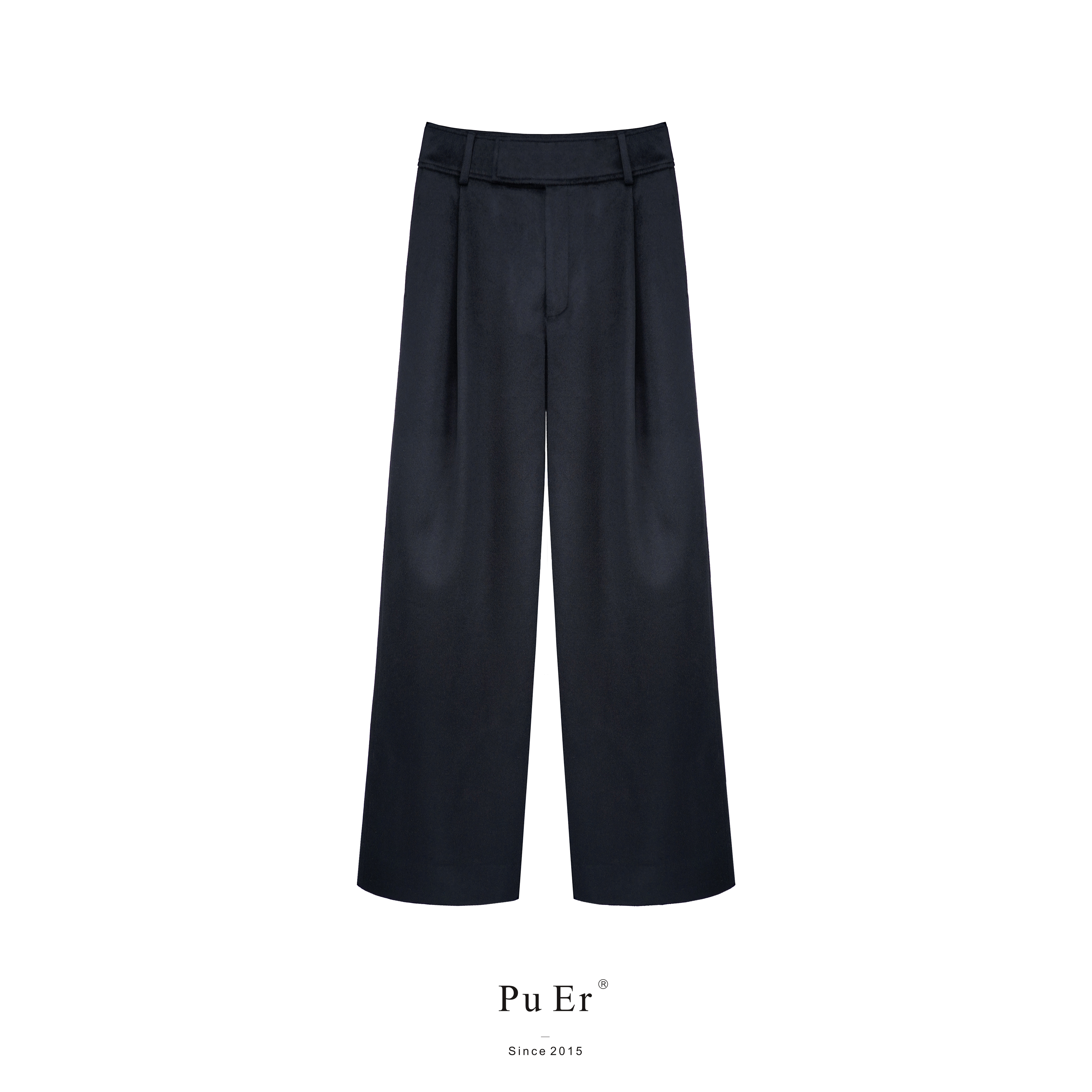 璞迩意大利进口黑色羊绒单褶休闲裤（全里）