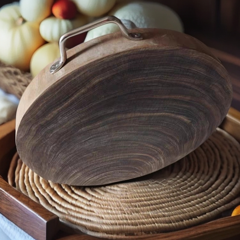 34*4进口正宗老蚬木砧板家用实木切割抗菌切菜板整木圆形加厚型