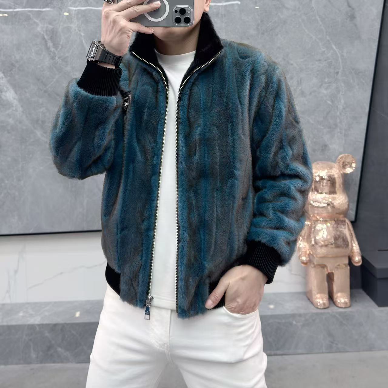 欧洲站2024冬季新款男士轻奢高品质潮流时尚帅气百搭加厚保暖外套