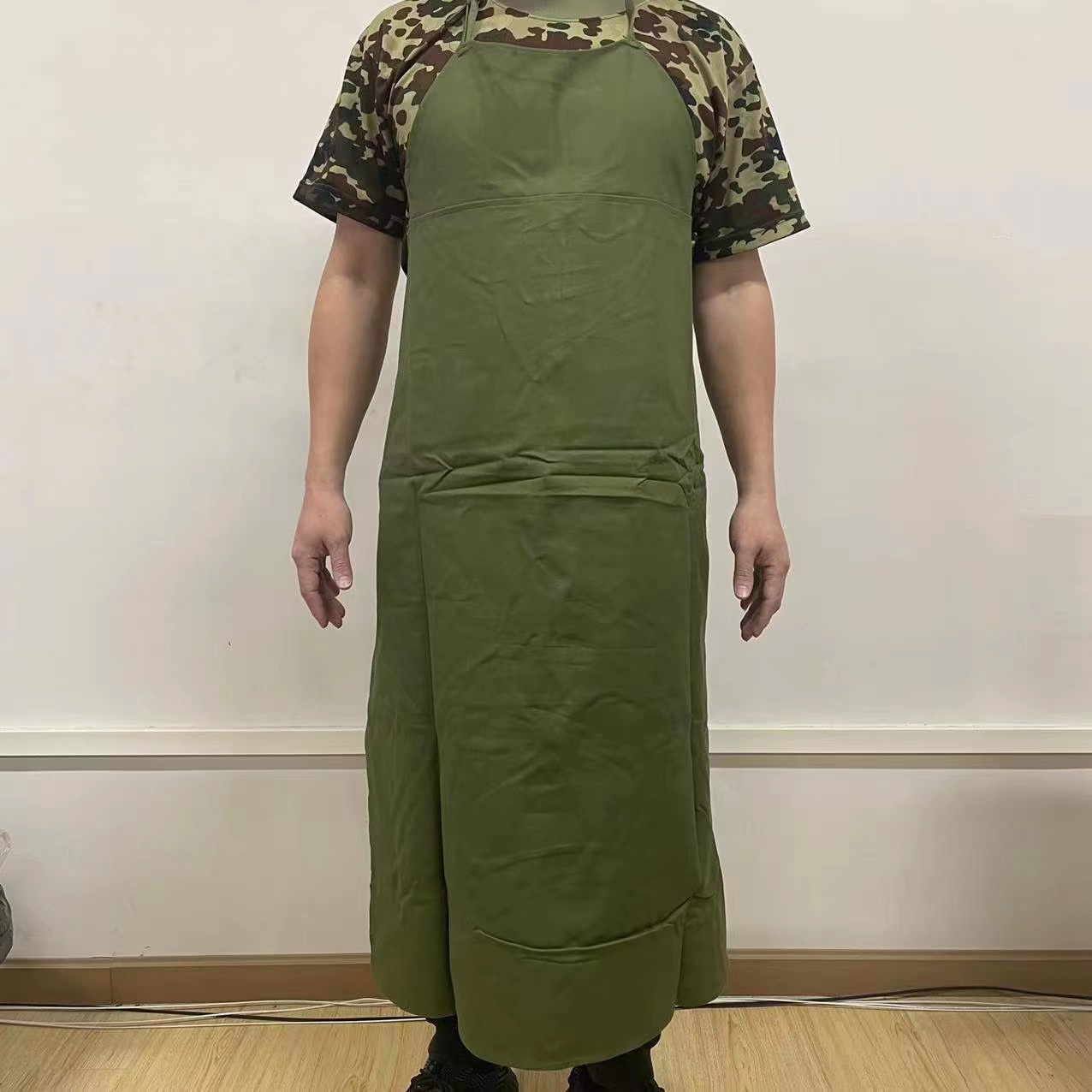 库存老货连襟围裙加厚老式防水纯色帆布布料