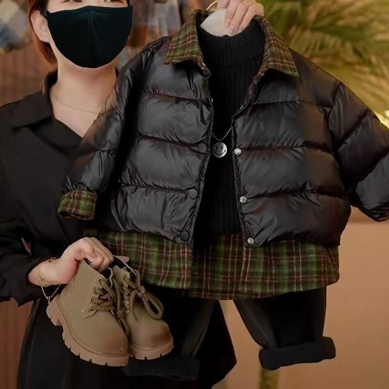 儿童冬装羽绒服新款男女童时尚假两件防寒保暖加厚衣外套