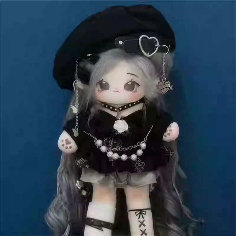 长腿狼妹棉花娃娃女古风32cm假发裸娃正版公仔娃娃玩具送闺蜜礼物