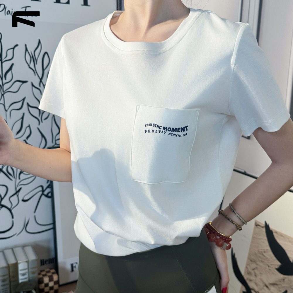 FEYLYLY阿西西T恤显瘦百搭纯色时尚圆领120支液氨棉运动休闲宽松