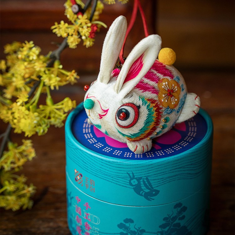 王的手创兔子挂件中秋节非遗手工刺绣香囊纯手工随身小兔子包挂