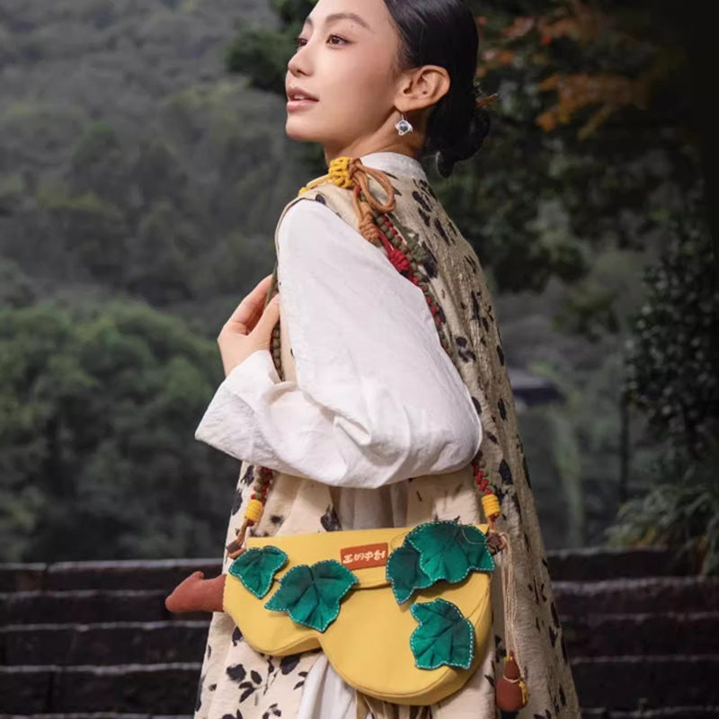 王的手创 葫芦挎包手工刺绣DIY材料斜挎单间帆布汉服棉麻小众通勤