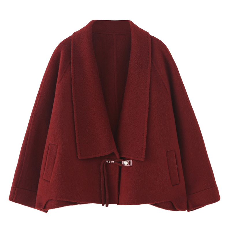 寒星绒幔衫 牦牛绒羊毛双面呢大衣女士大衣短款毛呢