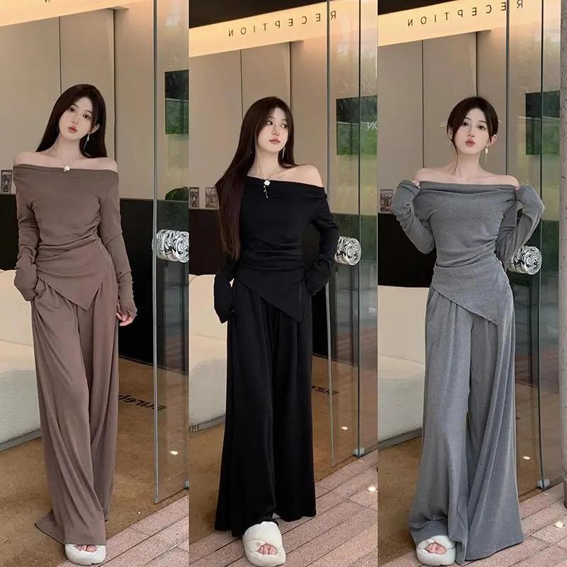 大码休闲宽松微胖显瘦辣妹套装秋季新款女装胖mm盐系轻熟风两件套