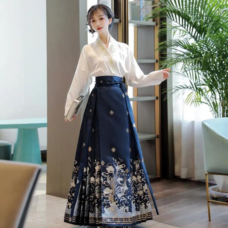 汉旭【沧海】原创螺钿新中式马面裙套装日常明制汉服女2023新款