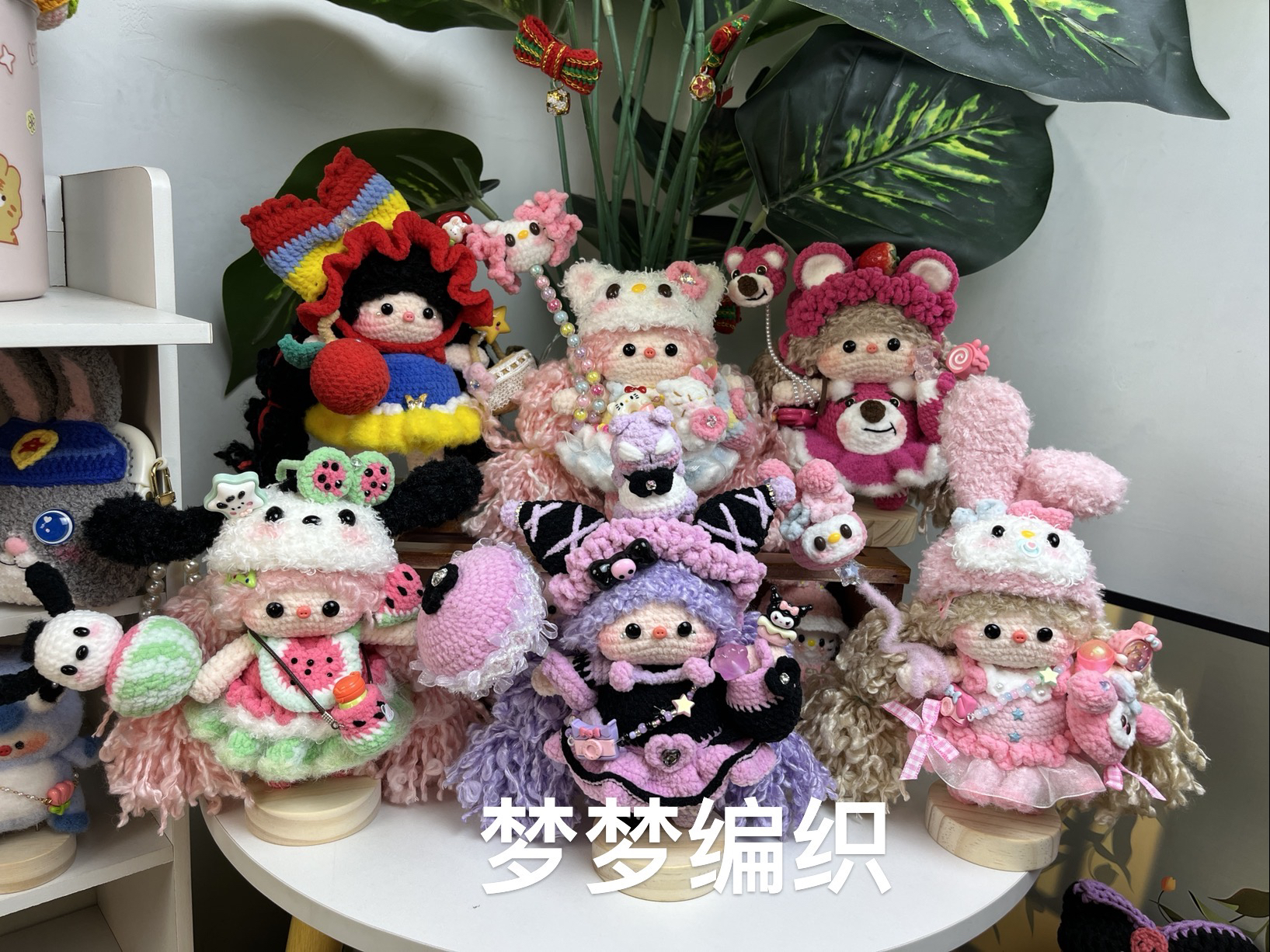 纯手工编织磁吸猪妹编织成品玩偶毛线