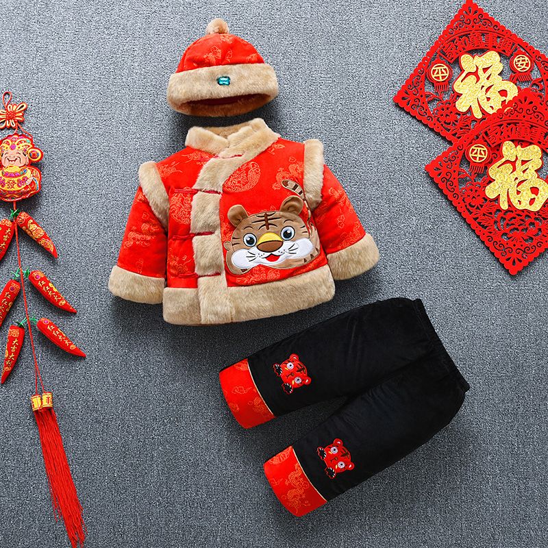 婴儿童中国风唐装过年喜庆男宝宝冬装男童拜年服抓周衣服周岁礼服