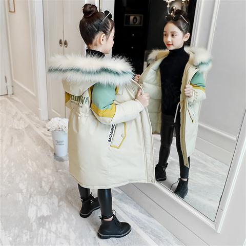 女童棉衣外套2023新款中大童装儿童韩版加厚拼色女孩冬季棉袄棉服