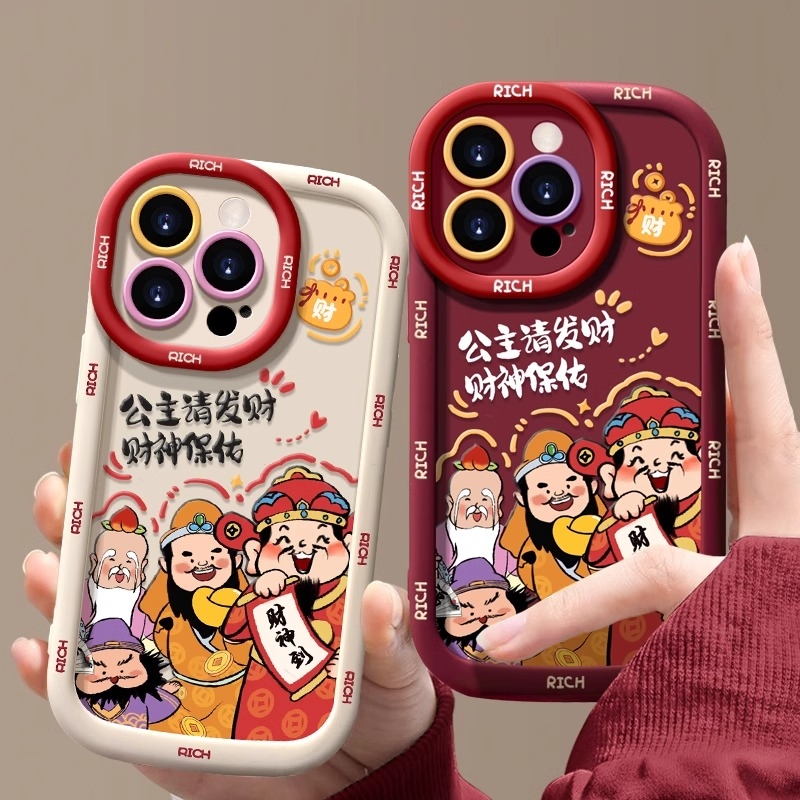 发财财神苹果15手机壳14iPhone13pro新8SE软7plus创意xsmax/12/6s