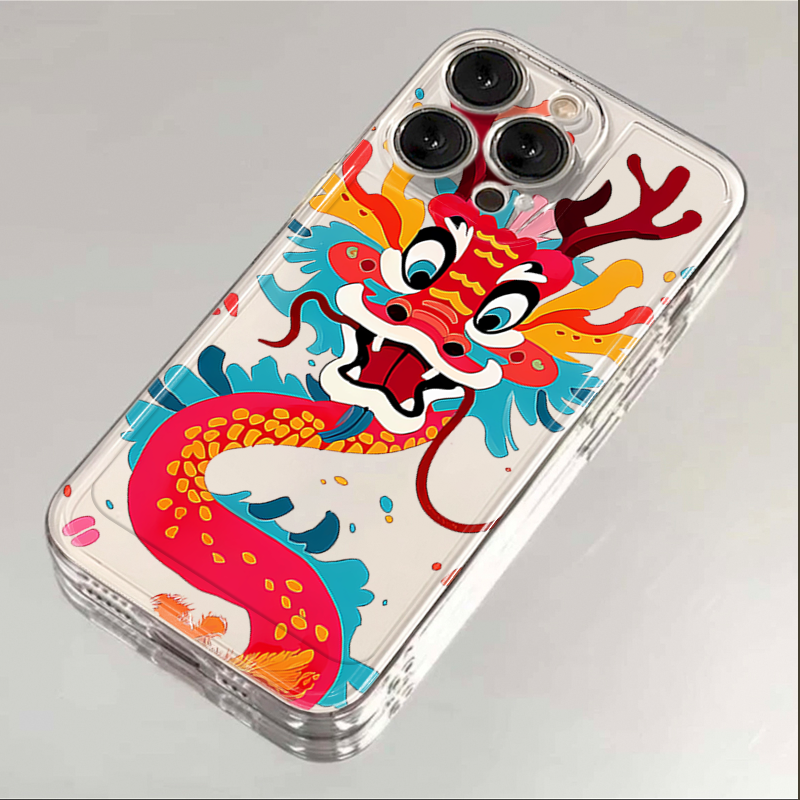 彩色财龙iphone15苹果手机壳14promax硅胶13pro透明12创意11新年