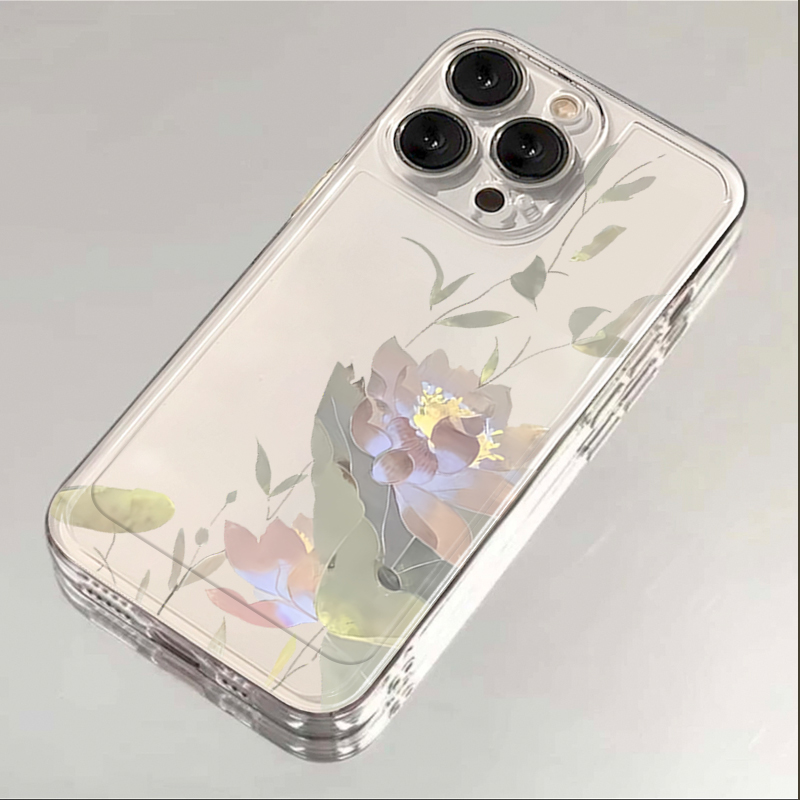 国潮荷花iphone15苹果手机壳14promax硅胶13pro透明12高级11全包X