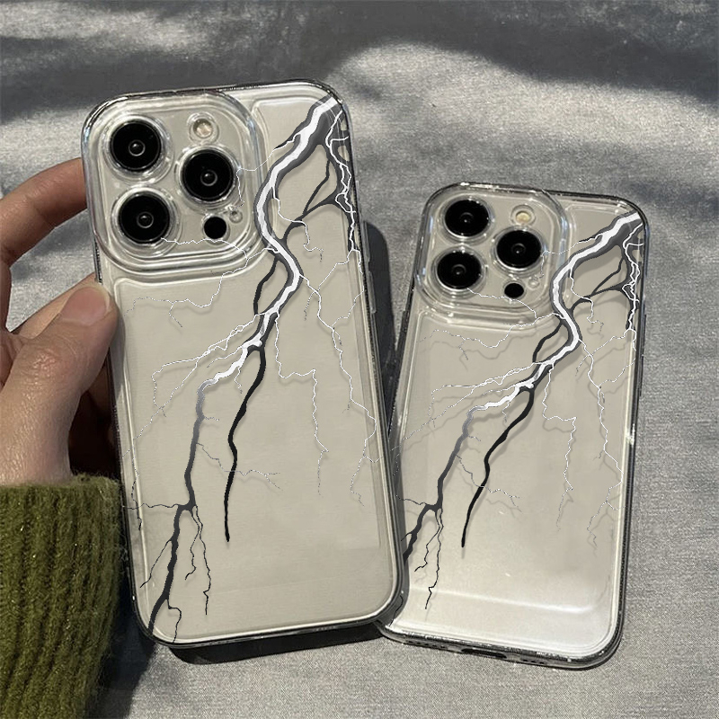闪电适用iphone15苹果手机壳14promax硅胶13pro透明12创意11简约