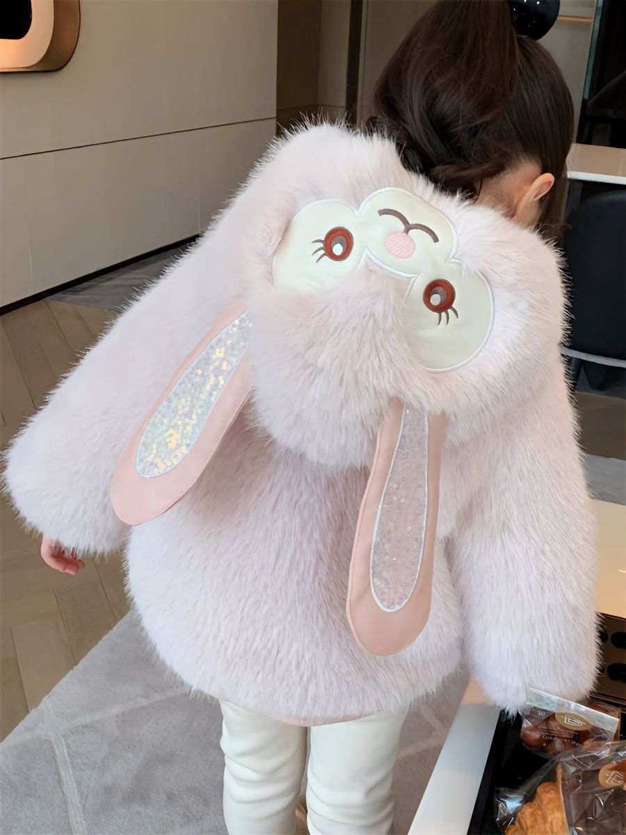 女童皮草冬装儿童外套洋气2023新款加厚夹棉毛毛大衣女孩连帽上衣
