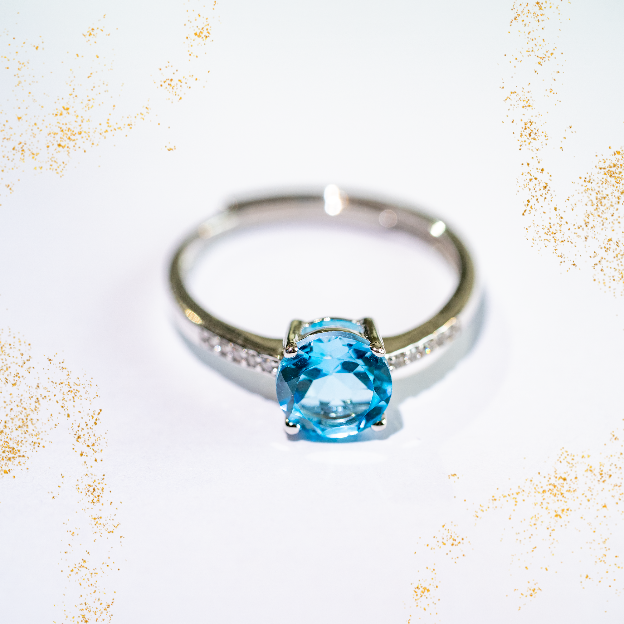 CA0009 1.3克拉烟花切大克拉主石银戒精致托帕石戒指