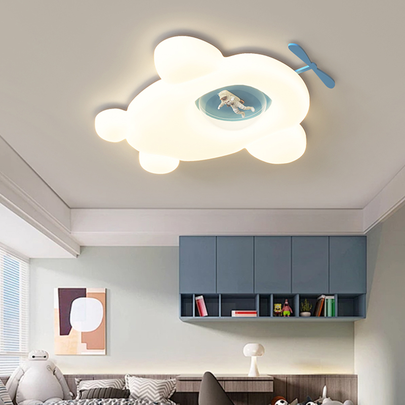 全光谱儿童房吸顶灯健康护眼卧室奶油风高亮男女孩宇航员飞机火箭