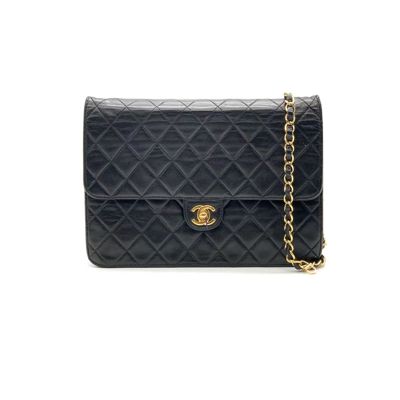 95新 Chanel/香奈儿 黑金小号cf风琴口盖包/4开