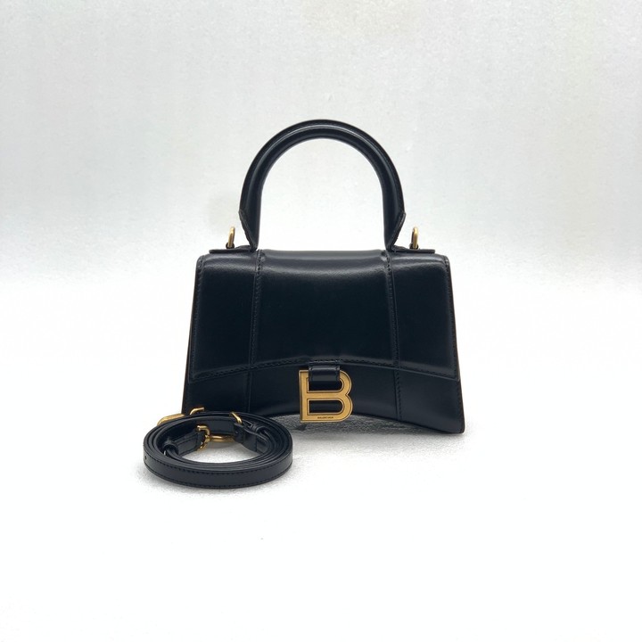 99新 Balenciaga/巴黎世家 黑金光面沙漏包/XS码