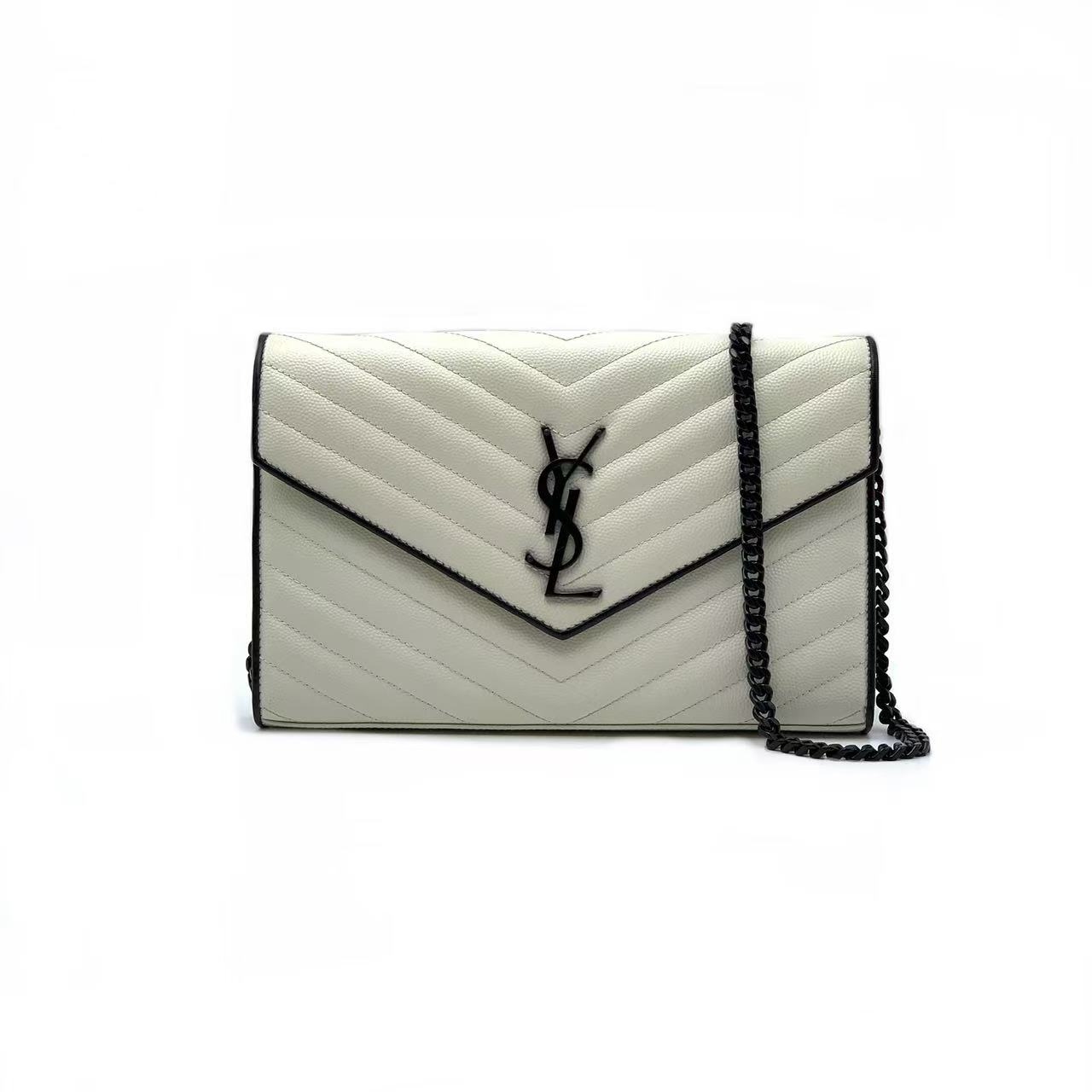 95新 YSL/圣罗兰  熊猫色中号信封链条包
