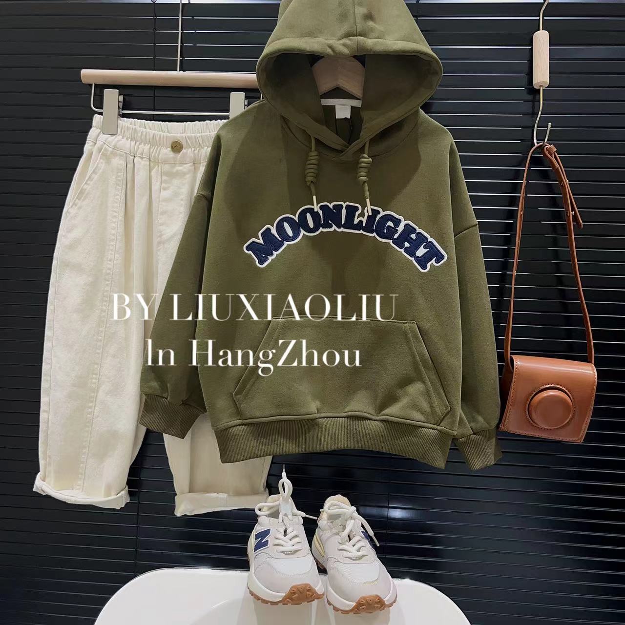 BY LIUXIAOLIU【Moonlight】韩版高货英文印花秋季儿童连帽卫衣2630