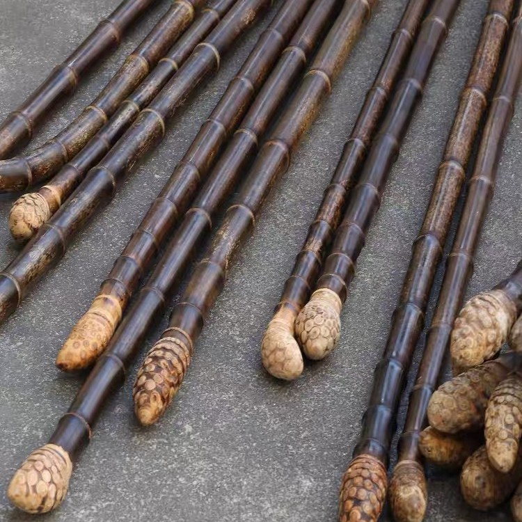 ZG002 （邱师傅）天然紫竹根拐杖盘玩摆件（长度1.25米口径2.5厘米）