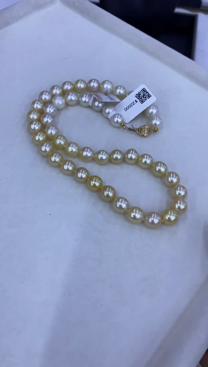 【闪购商品】海水珍珠项链14K金镶嵌金珠项链带北大证书