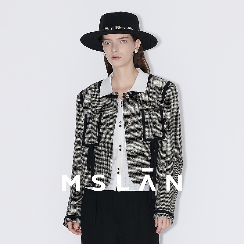 MSLAN【商场同款】秋新款粗花呢短款外套MFCE2603