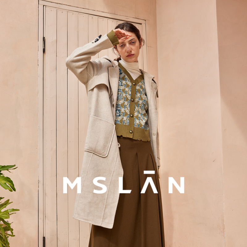 MSLAN知识分子秋冬复古宽松时尚连帽双面呢大衣MEDA3301 MEDA3305