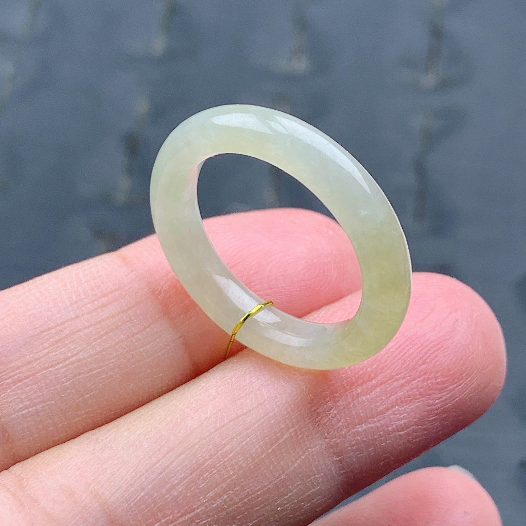 14号缅甸天然A货翡翠 内径17/3.8/3.2mm冰黄戒指素圈指环细条T393