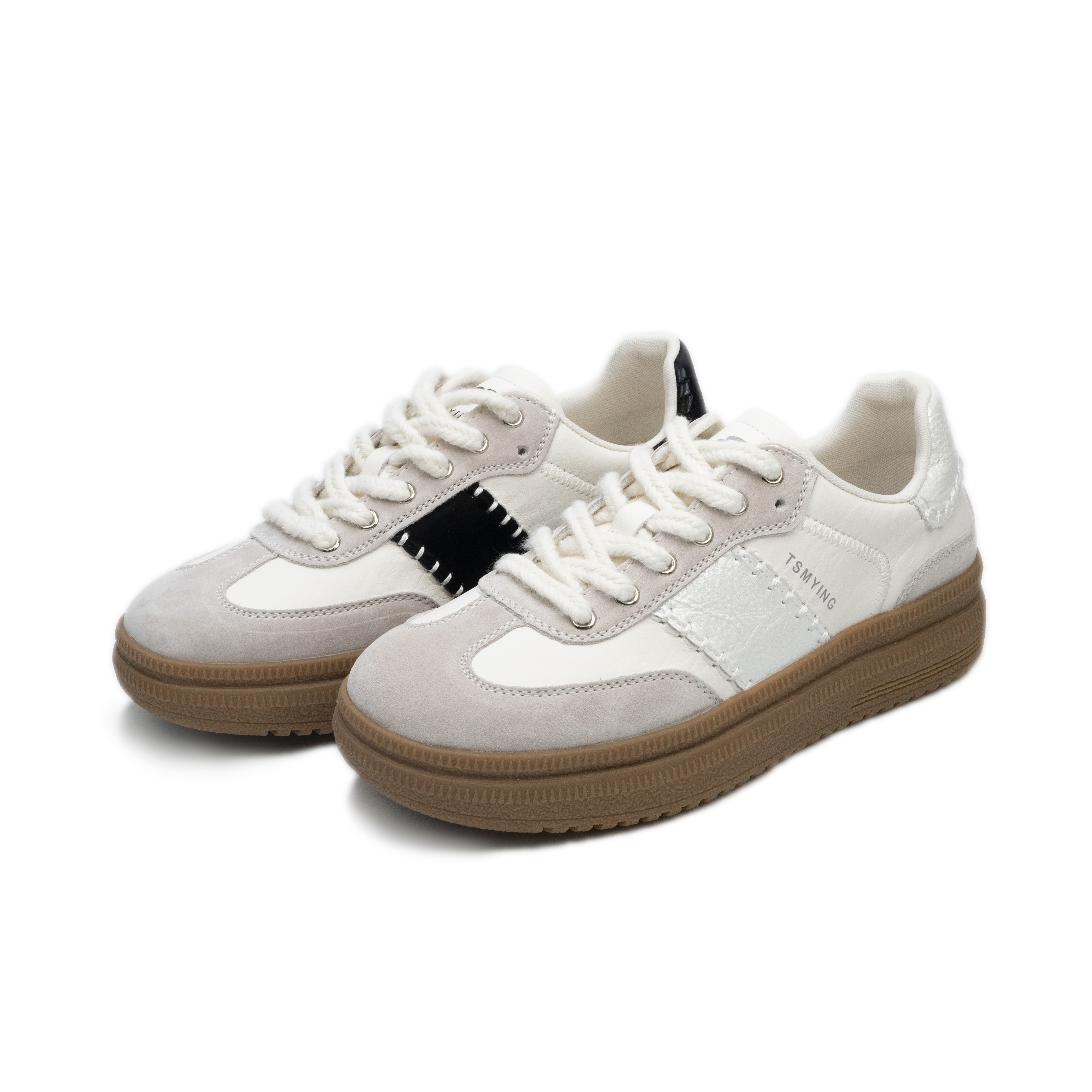 新款复古时尚小众ins松糕鞋撞色百搭新款韩版系带低帮百搭德训鞋