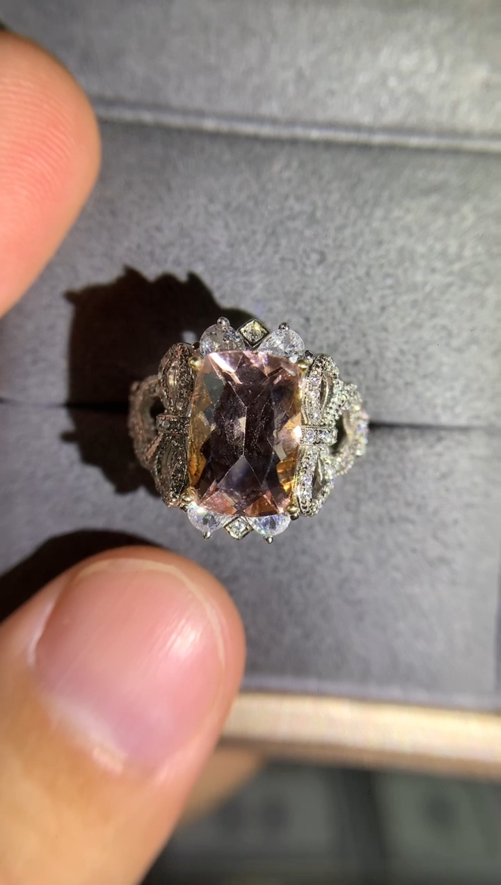 【闪购商品】绿柱石（摩根石）戒指银S925镶嵌12-3