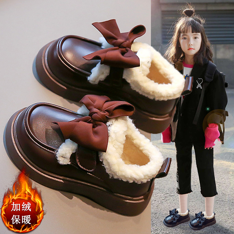 女童靴子2023秋冬新款大棉鞋子儿童加绒洋气短靴雪地靴童鞋马丁靴