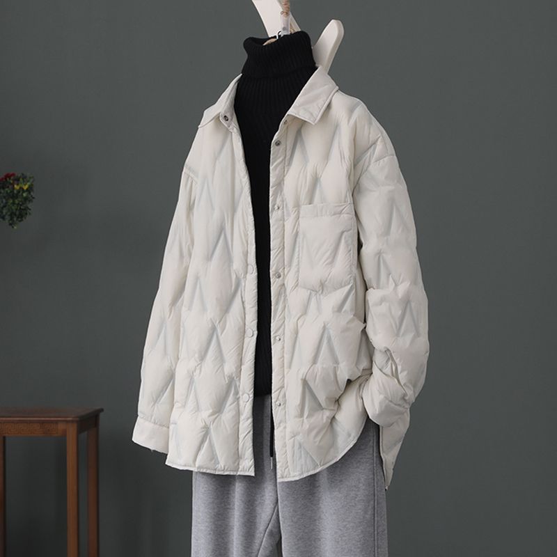 新款品牌折扣商场撤柜女装轻薄羽绒服女冬季宽松显瘦翻领羽衣