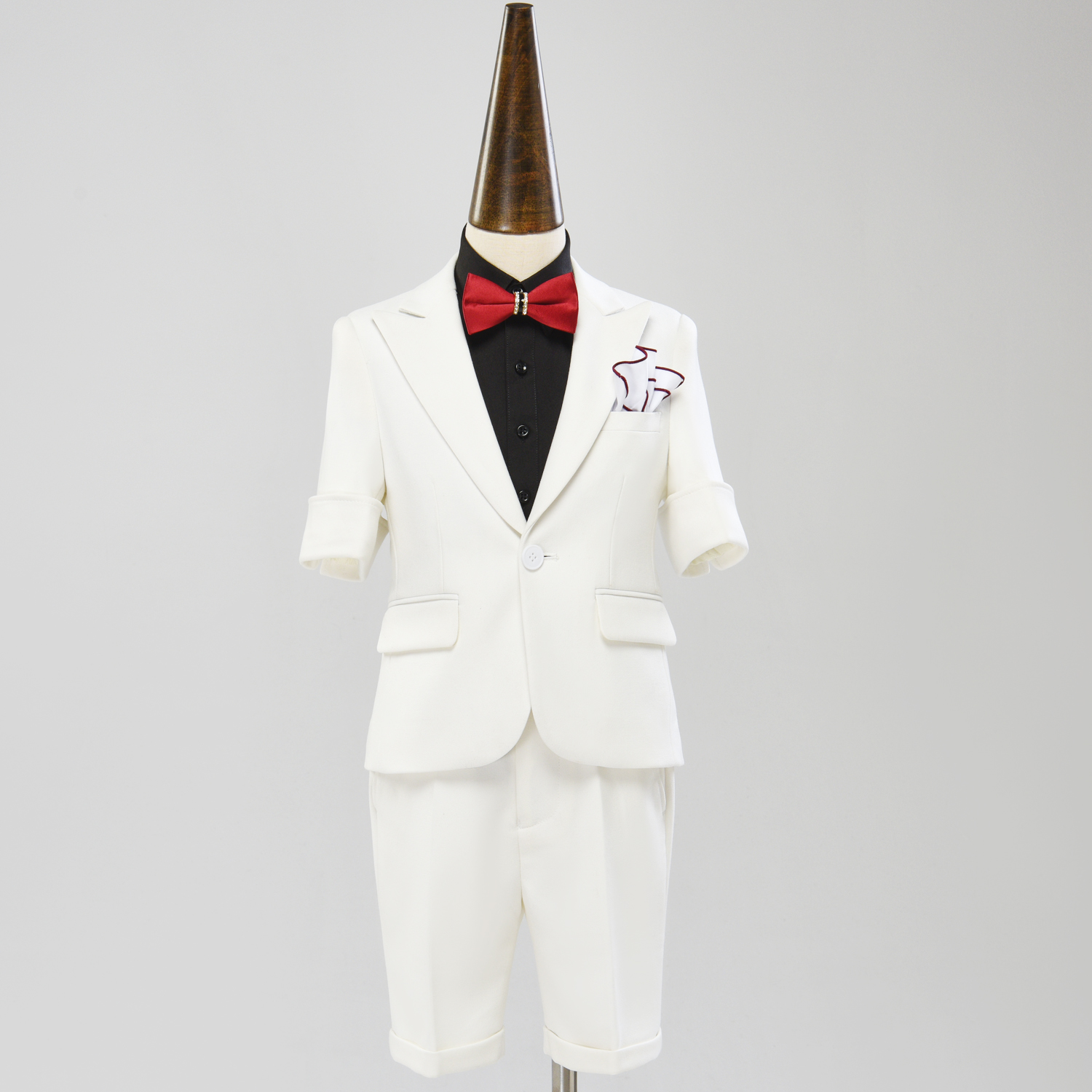imo 男童西装白色儿童西服短袖走秀主持人礼服钢琴演出服花童童装