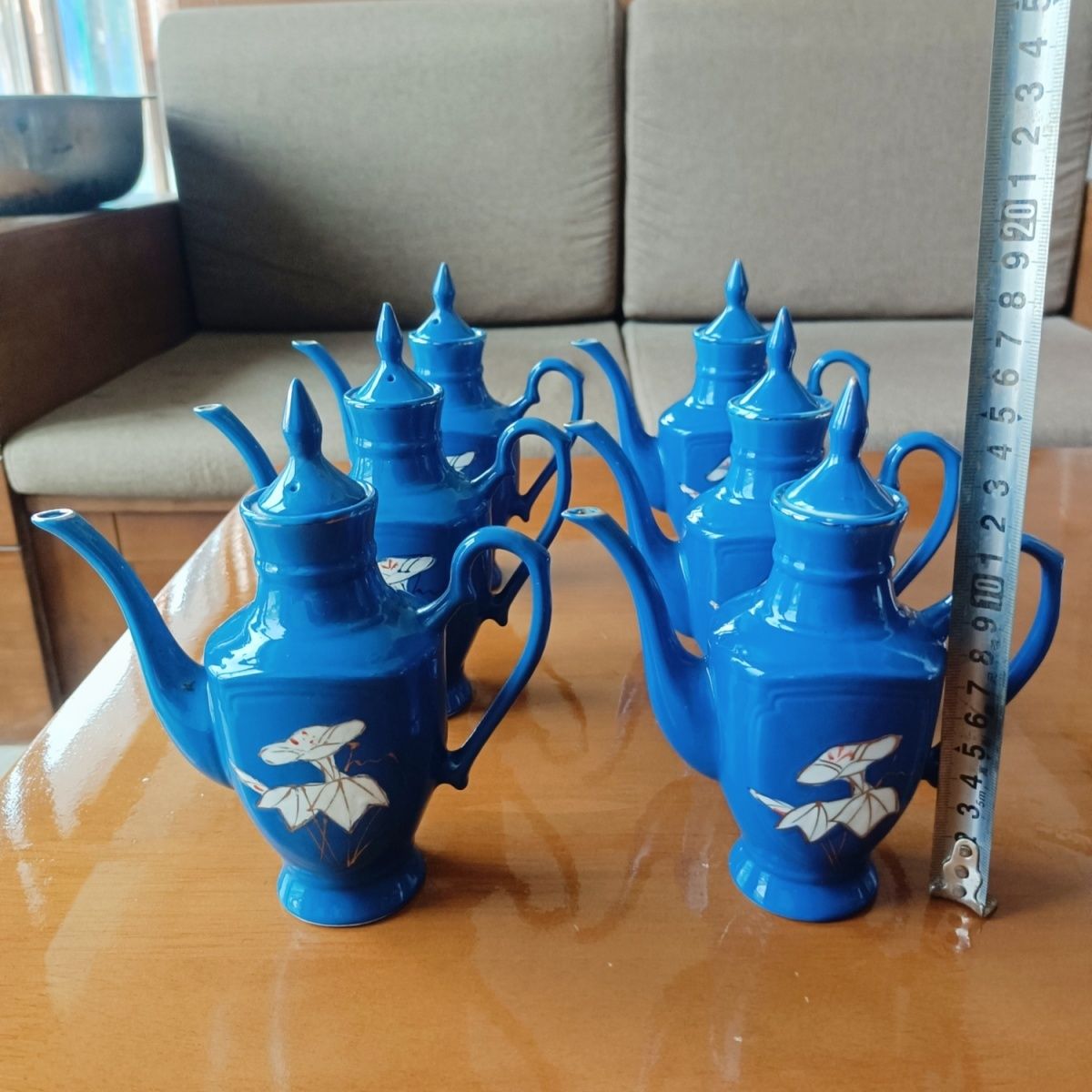 1个怀旧五六十年代密封复古创意陶瓷蓝釉老酒壶,老式酒壶,老物件,