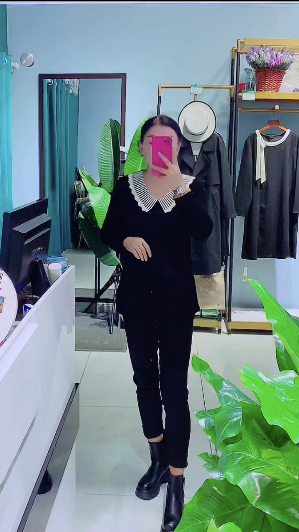 2025春款—气质减龄款，娃娃领长袖南韩面料T舒适百搭款